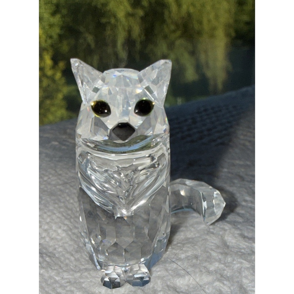Vintage Swarovski Crystal Sitting Cat Figurine Retired 1.75" Tall No Box